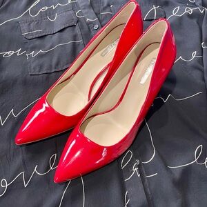BCBGeneration red patent leather pointed-toe stiletto pumps